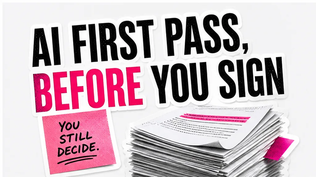 Sticker headline AI first pass before you sign and a contract stack