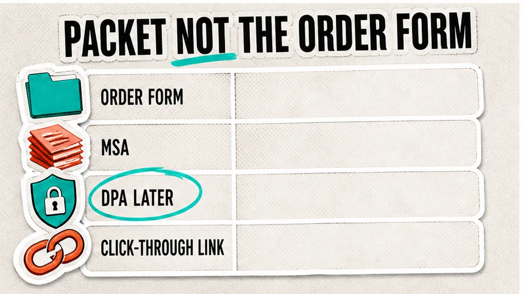 Order form versus MSA, DPA later, and click-through link