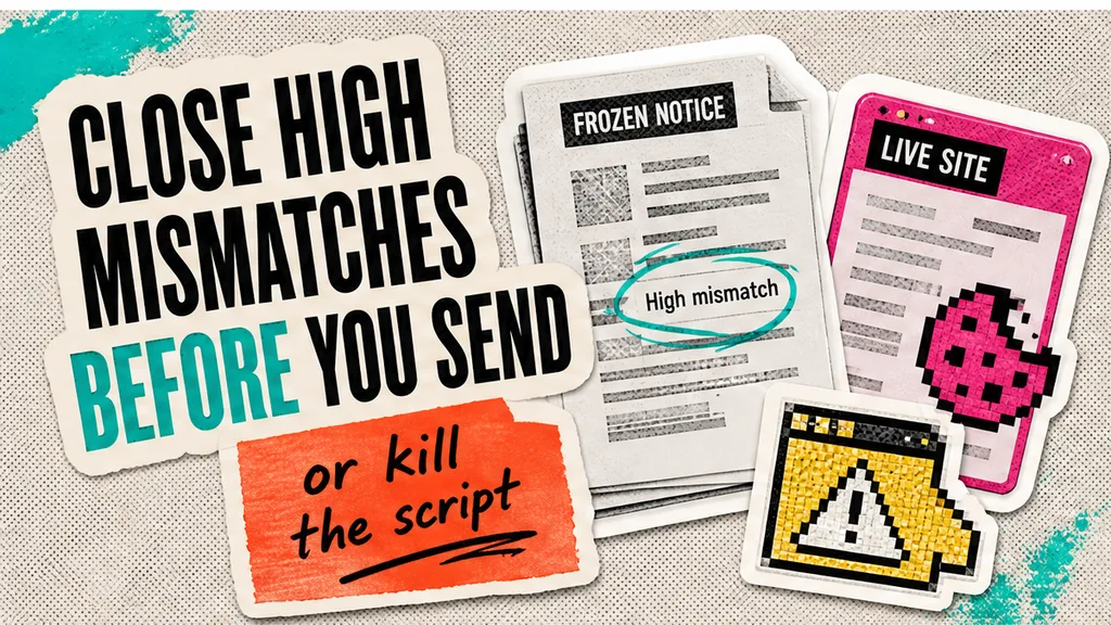 Frozen privacy notice beside live collectors with a High mismatch flagged before send