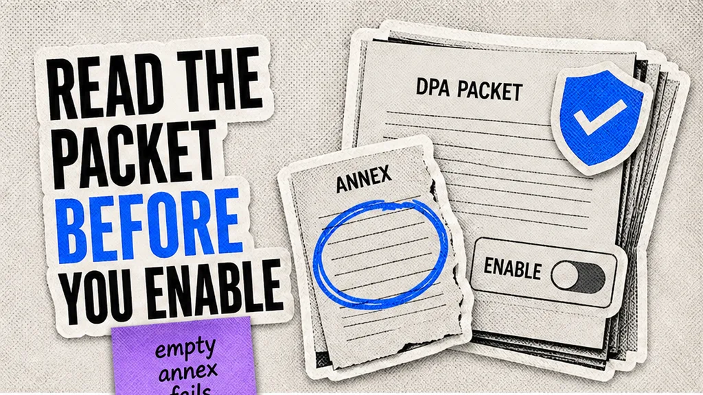 Frozen DPA packet beside an enable toggle with an empty annex flagged