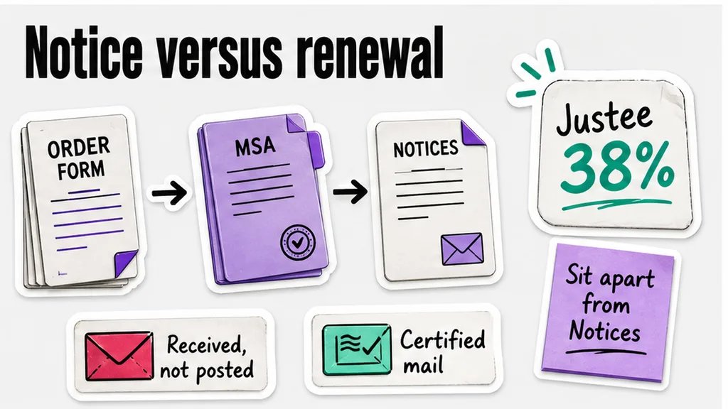 Order form wins over the MSA; Notices sit in a separate exhibit