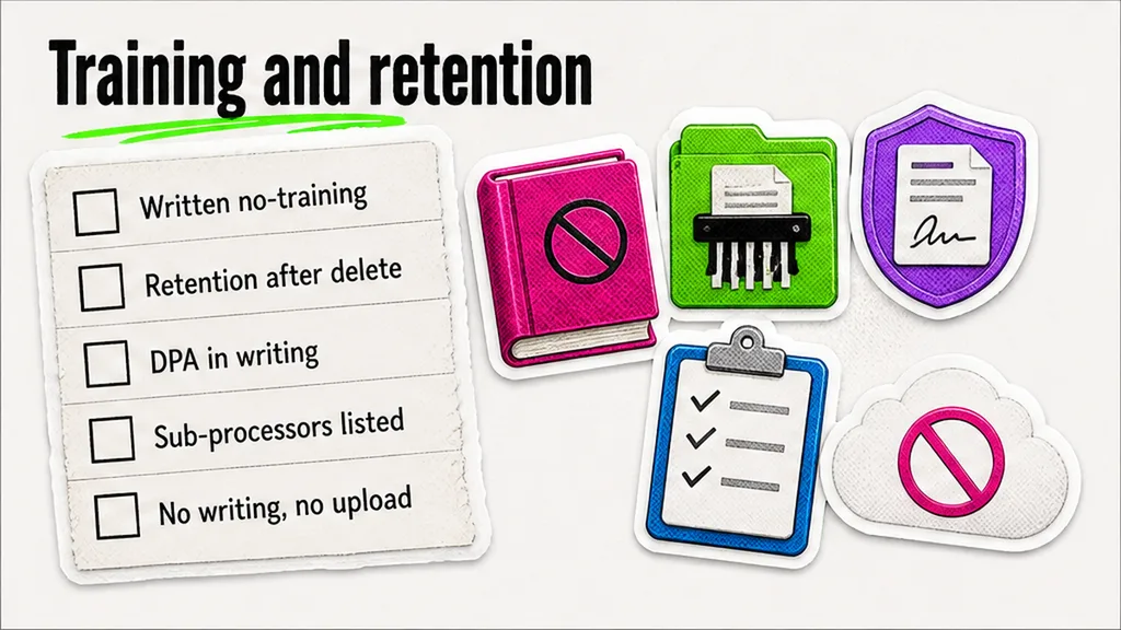 Vendor checklist for no-training, retention hours, and a data processing agreement