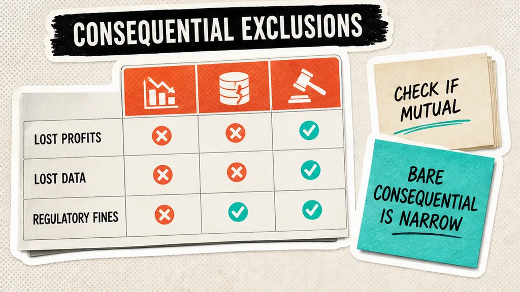Consequential waiver list: lost profits, lost data, fines, mutuality