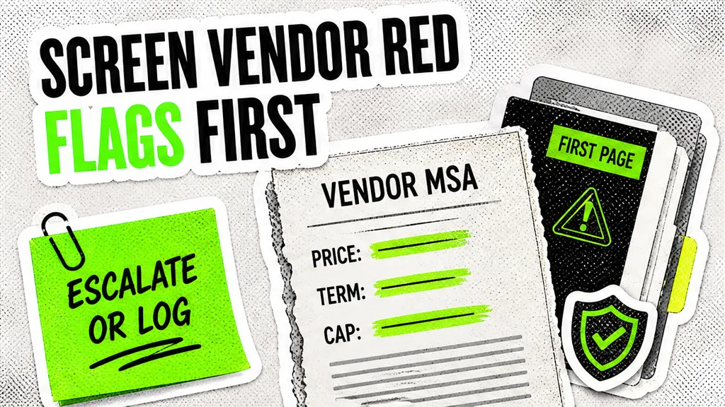 Vendor MSA first page with price, term, and cap highlighted, no people