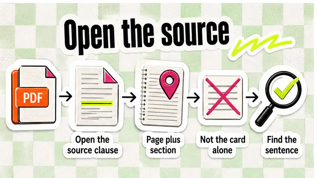 Summary card beside the opened source clause on the PDF