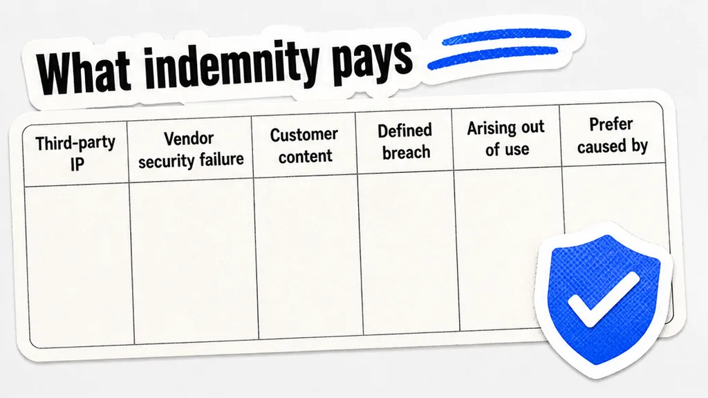 Trigger cards: third-party IP, vendor security, customer content, defined breach, arising out of use versus caused by