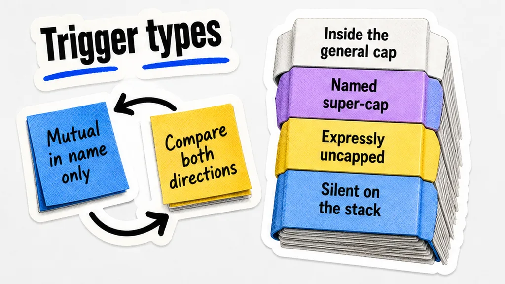 Cap-stack flow: mutual heading versus both directions, then inside, super-cap, uncapped, or silent