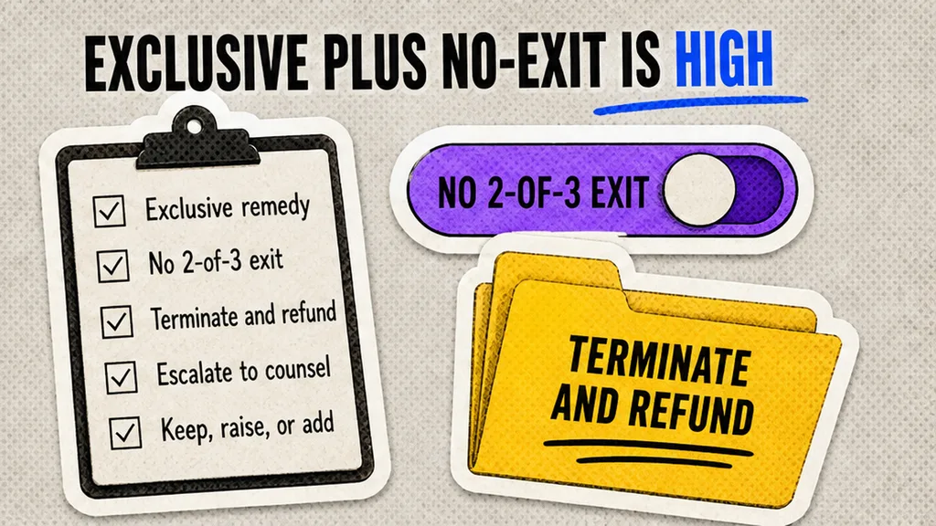 Exclusive-remedy sentence beside a two-of-three-months terminate-and-refund box