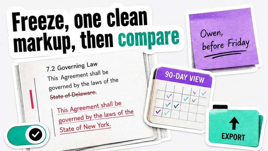 Word track-changes page with one replacement sentence and a comment, no face