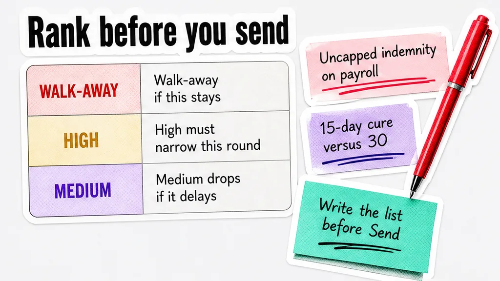 Three-bucket ranking board: walk-away, High, and Medium before the outbound email