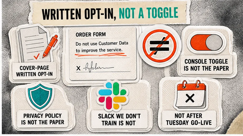Order-form no-training sentence versus an admin data-contribution toggle