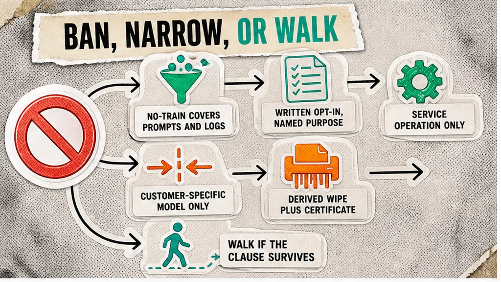 Ban, narrow, or walk gate for vendor AI training rights