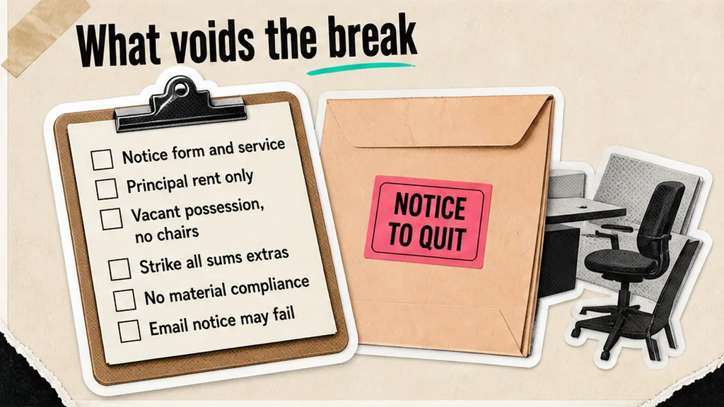 Break-clause test: notice, principal rent, vacant possession, no all-sums extras