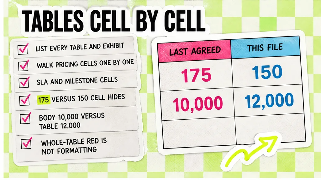 Pricing table side by side with one circled cell