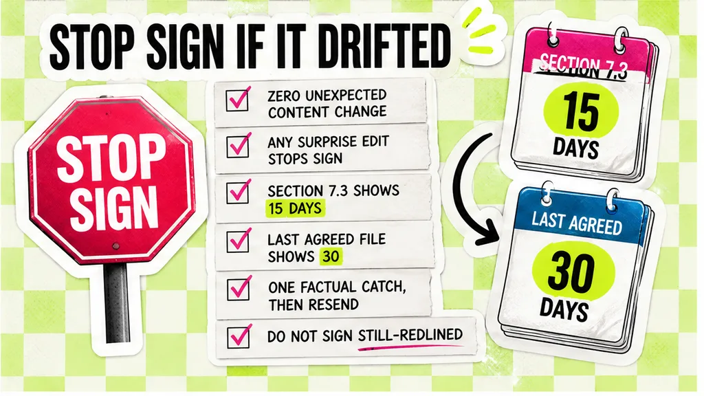 Stop-Sign note: 15 days versus last agreed 30