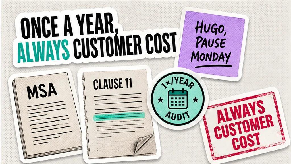 MSA Clause 11 with a once-a-year token and always-Customer-cost stamp, no face