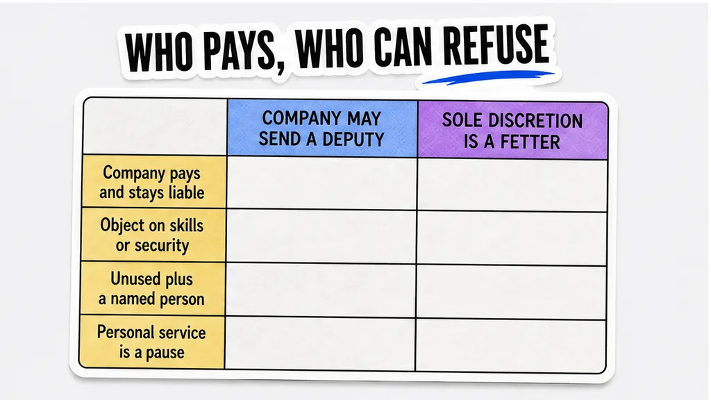 Genuine substitution versus a client-veto fetter: who pays and who can refuse