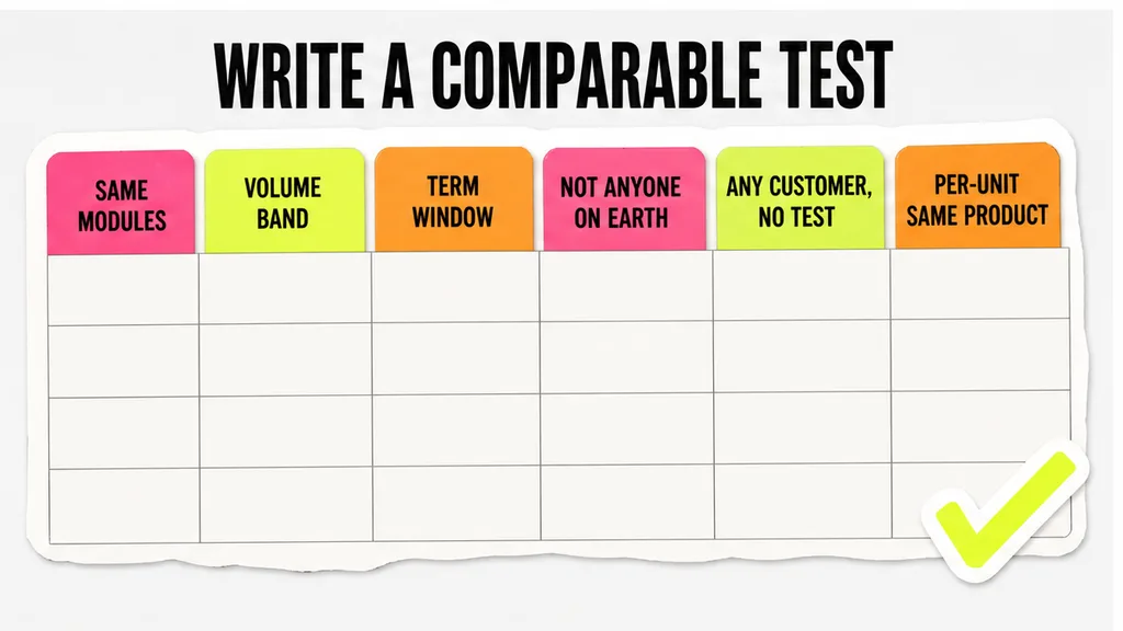 Two price columns labelled Customer A and You, comparable-customer test, no face