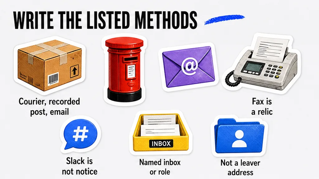 Notices block with email and deemed-receipt days highlighted, no face