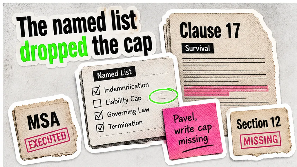 Clause 17 named list, cap blank, Section 12 missing, no face