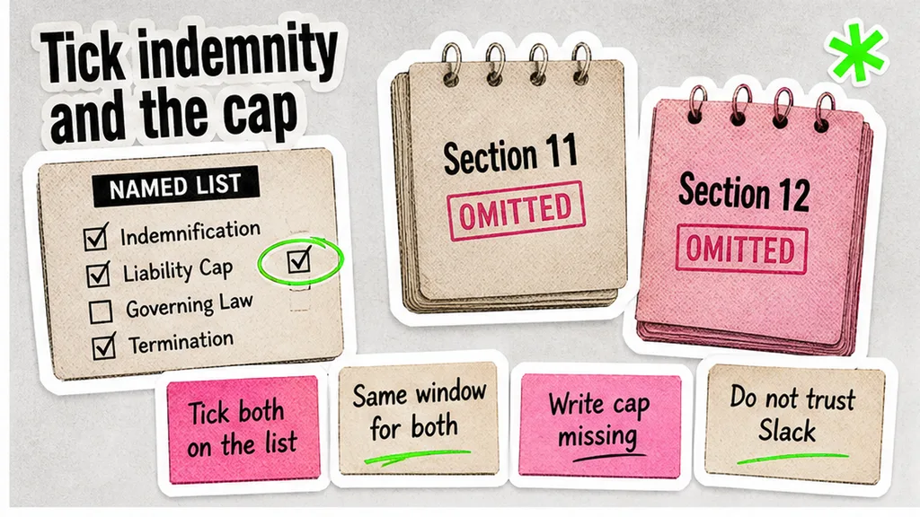 Indemnity and cap ticked as a pair, no face