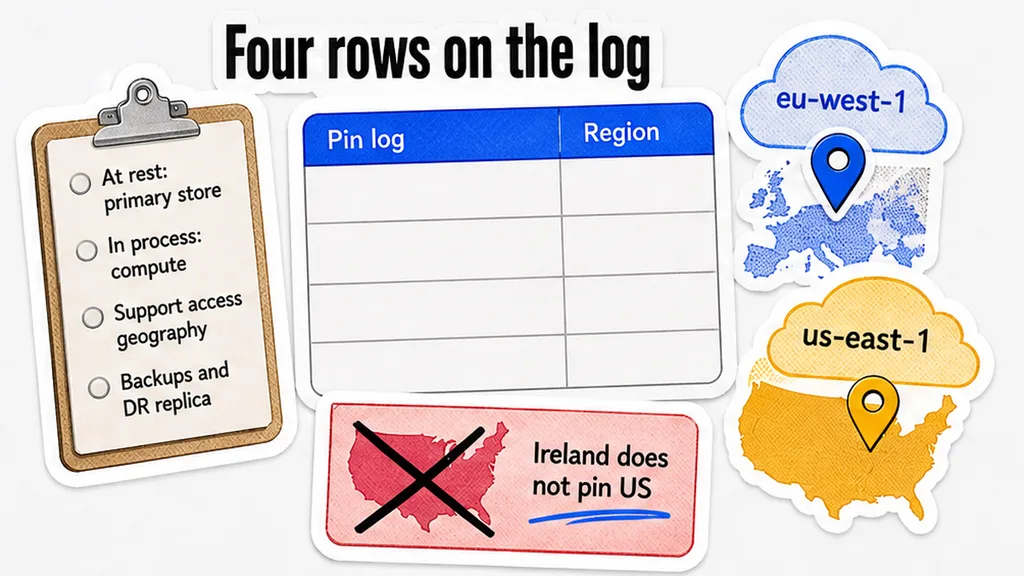 Four-row pin log, US backup replica circled outside the border, no face