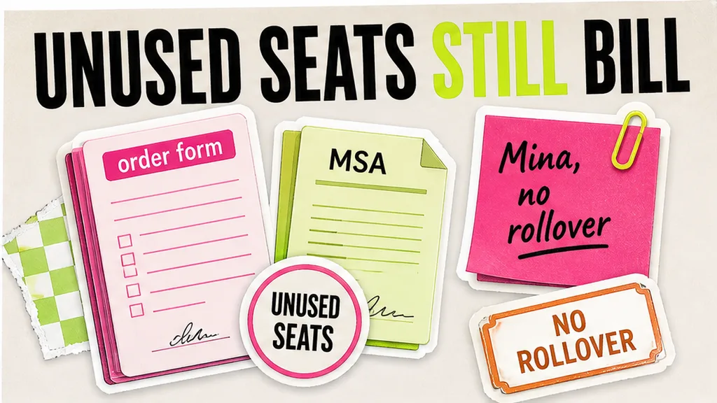 Unused seats still bill on an order form, no rollover, no face