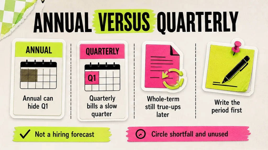 Annual versus quarterly floor on an order form, no face