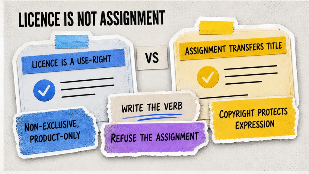 Licence versus assignment of unknown IP, no face