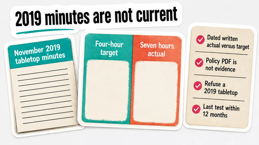 2019 tabletop minutes versus a dated actual-versus-target pack, no face