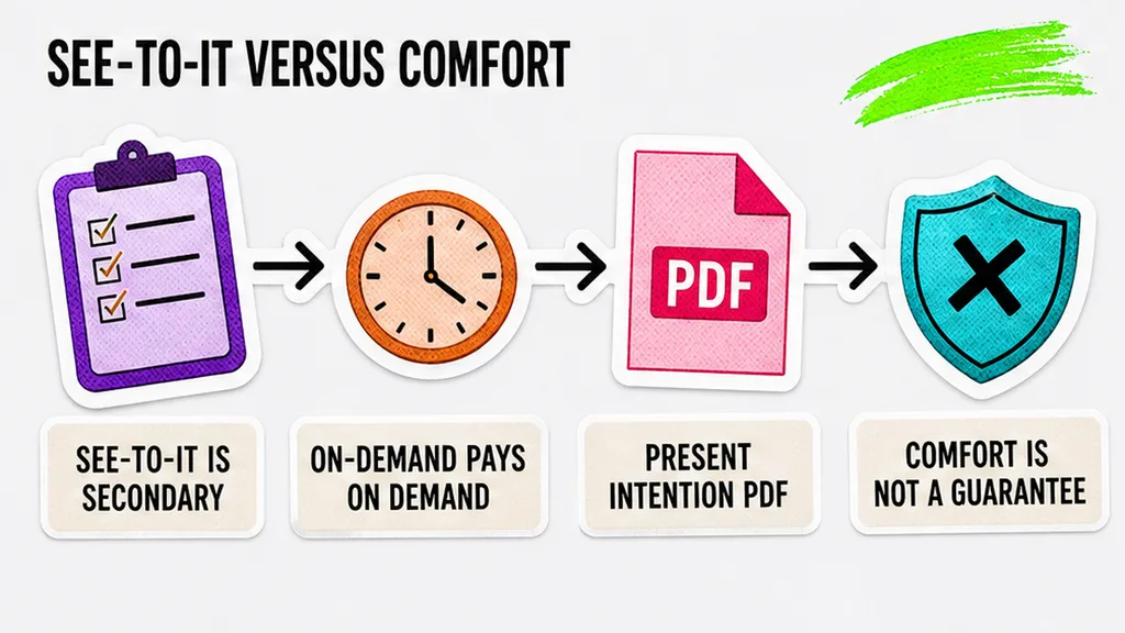 Workflow classifying see-to-it, on-demand, and a present-intention comfort letter, no face