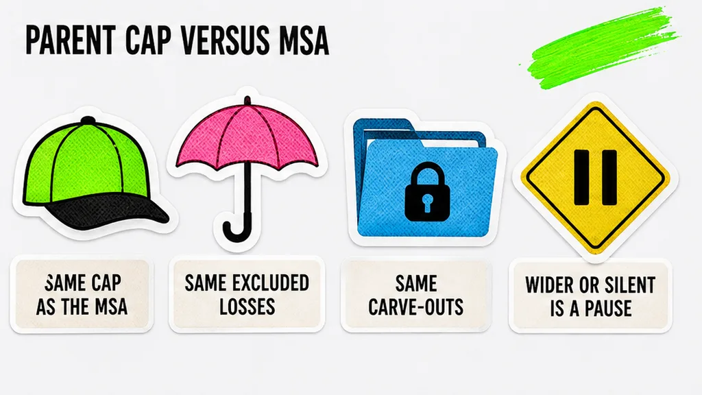Checklist lining the parent deed cap to the MSA carve-outs, no face