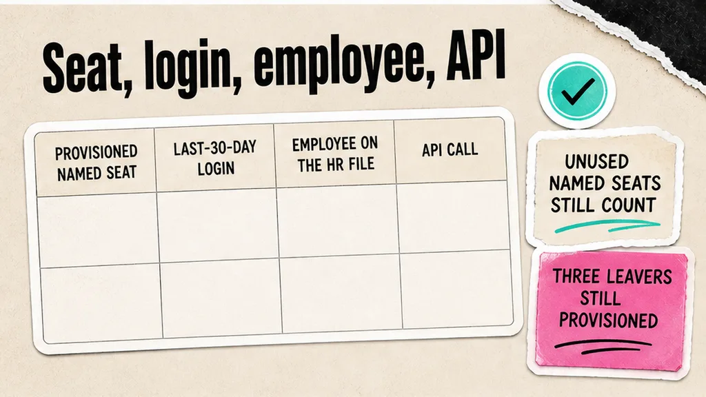 Comparison of seat, login, employee, and API as four different bills, no face