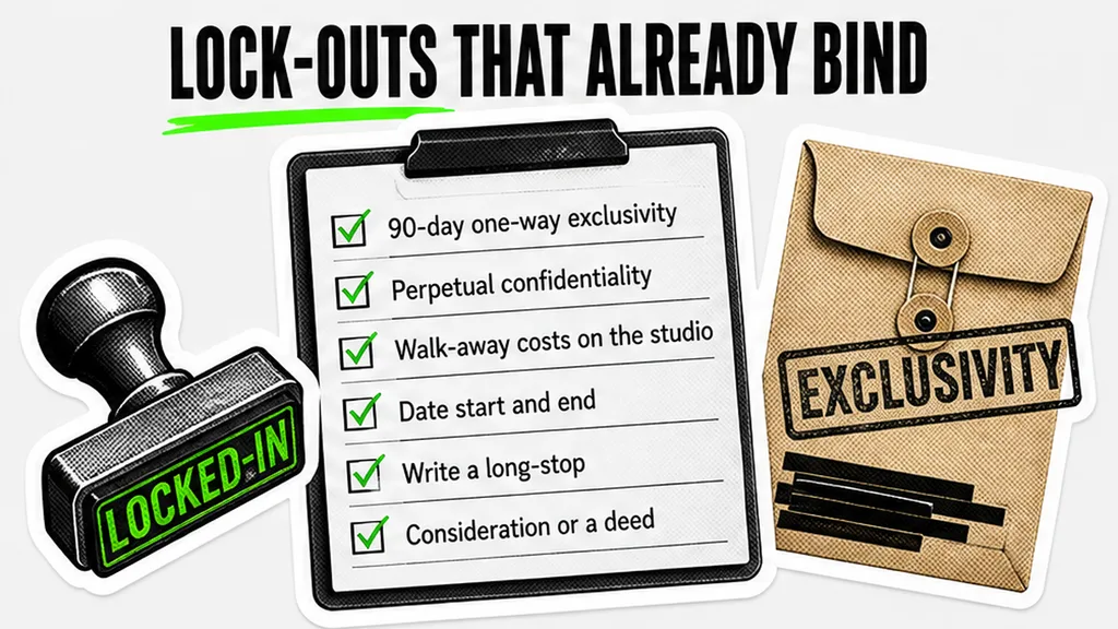 Checklist of 90-day exclusivity, perpetual confidentiality, and walk-away costs that already bind