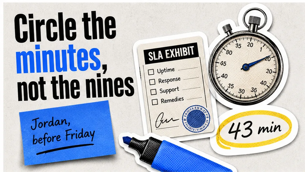 SLA exhibit circling minutes not the nines, Jordan sticky, no host, no calendar