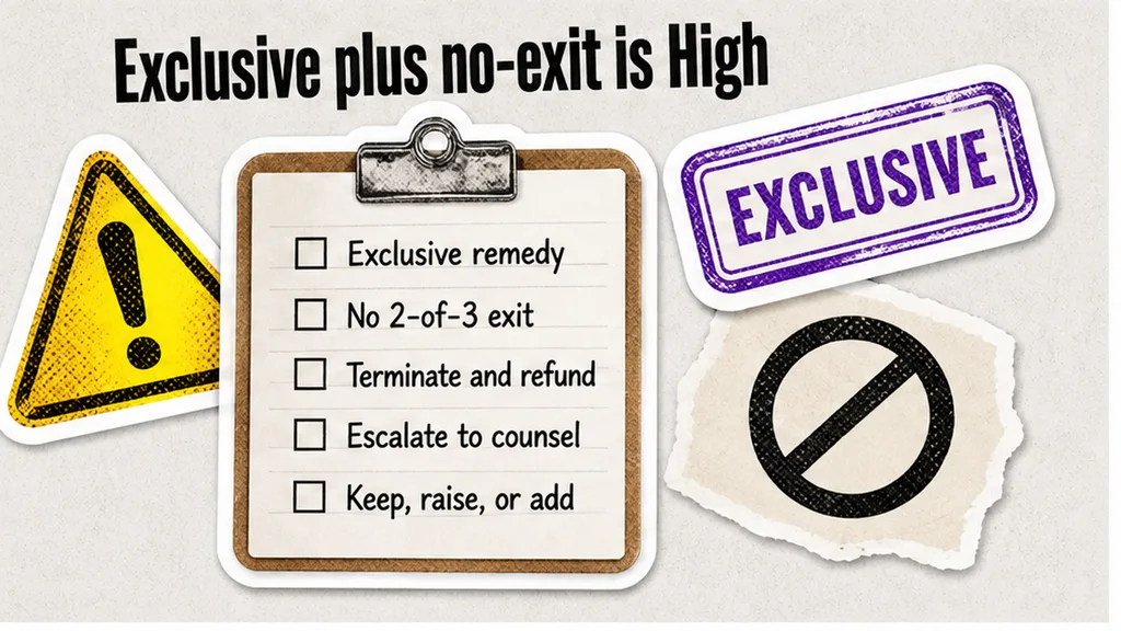 Exclusive-remedy sentence beside a two-of-three-months terminate-and-refund box