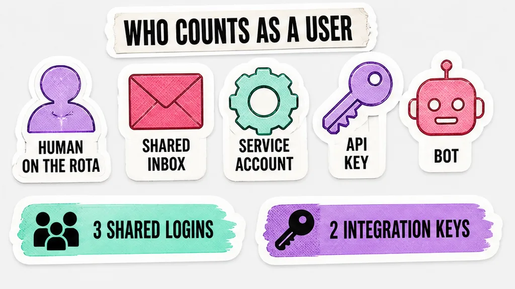 Human, bot, shared inbox, and API key identity list, no face