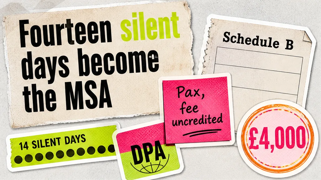 POV stack, fourteen silent days converting to MSA, blank Schedule B and uncredited £4,000, no face
