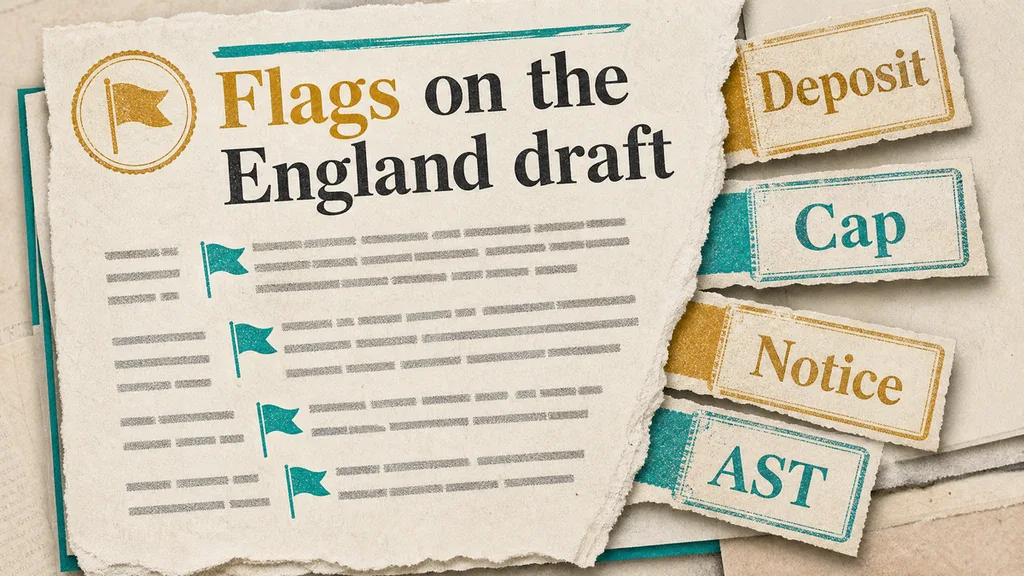 Editorial infographic: Flags on the England draft — Deposit, Cap, Notice, AST