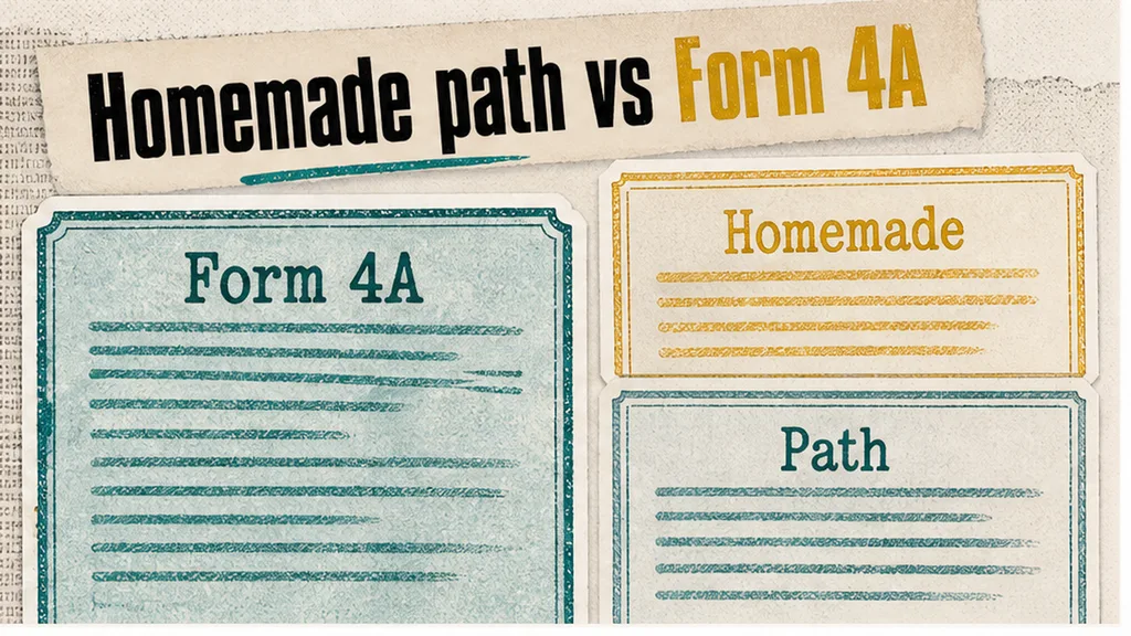 Form 4A rent-increase path marked beside a homemade private review clause on an England tenancy