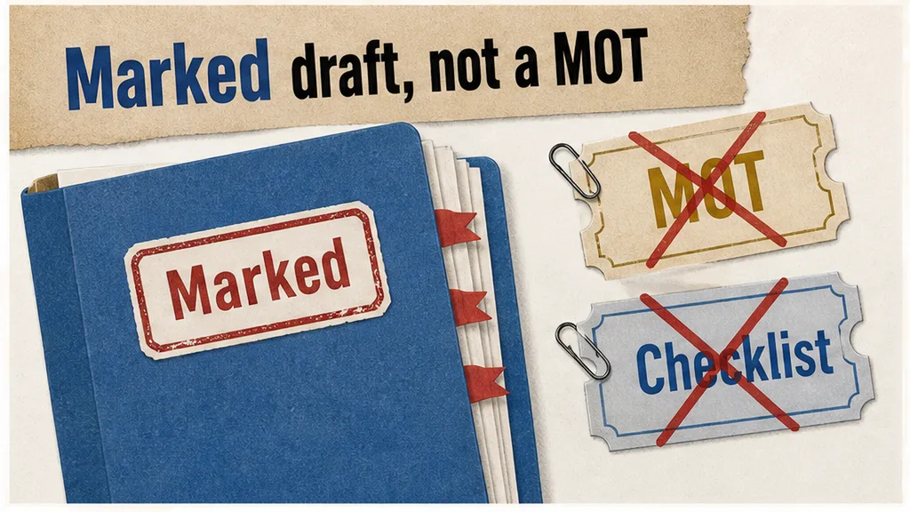 Three labelled folders: marked lease, solicitor report, office checklist