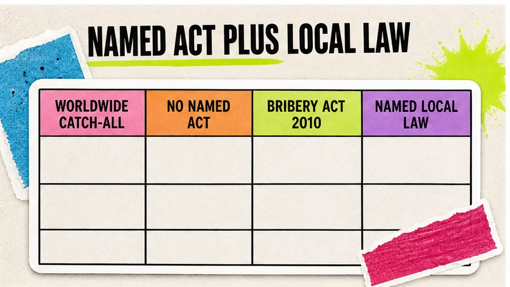 Clause 7.1 worldwide catch-all versus named Bribery Act 2010 plus local law, no face