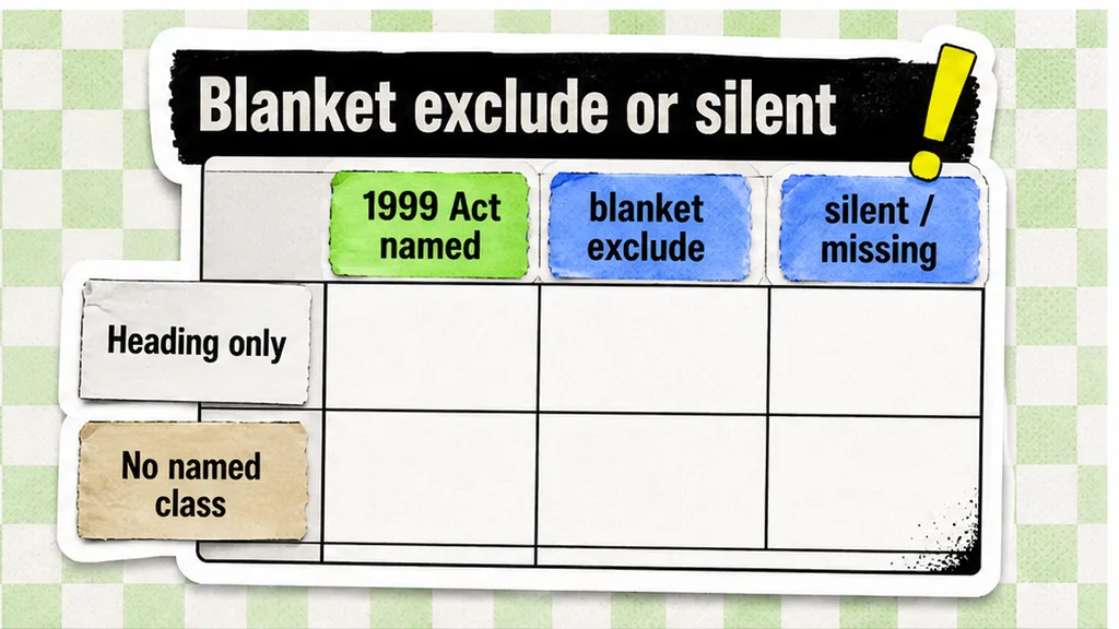 Clause 18 blanket CRTPA 1999 exclusion with an empty named-exception box, no face