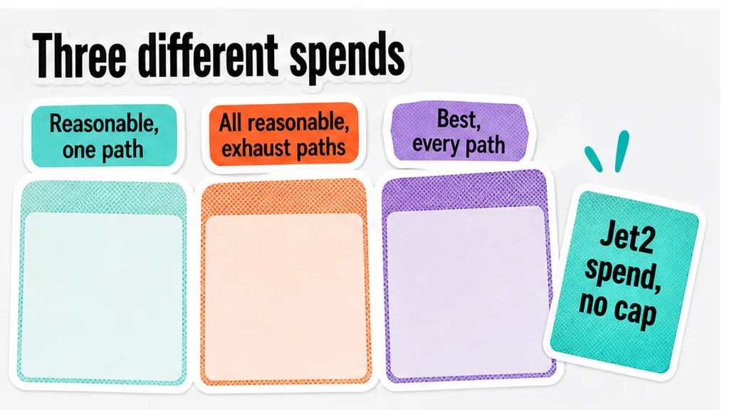 Three-column endeavours table: reasonable one path, all reasonable exhaust paths, best every path, no face