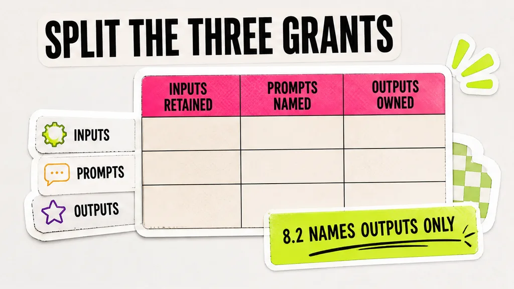 Three grant rows for inputs, prompts and outputs, no face