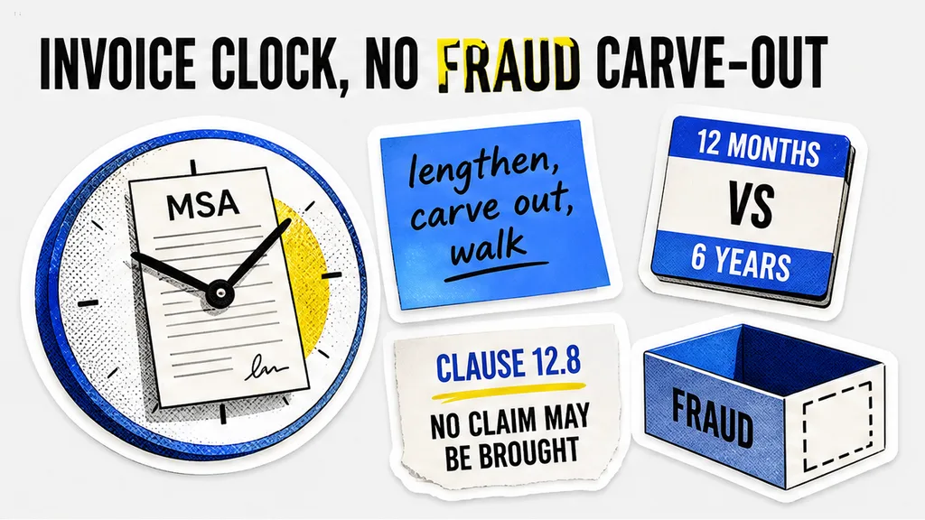 Claims-bar sentence with 12-month clock and fraud carve-out, no face
