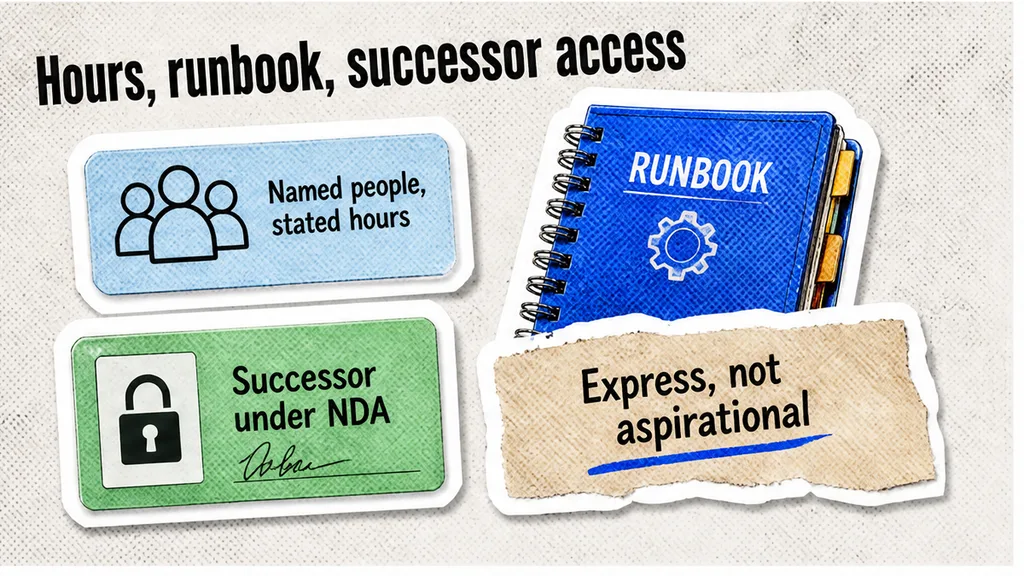 Knowledge-transfer hours and successor access box, no face