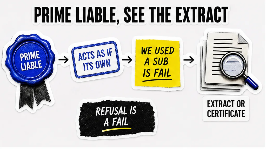 Comparison of prime-liable as-if-own versus we-used-a-sub defence