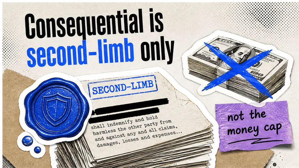 Second-limb stamp on a consequential-loss clause; sticky says not the money cap