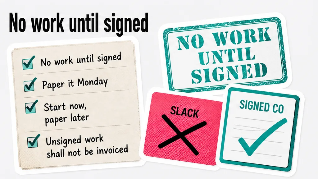 Checklist: Slack is not a CO; unsigned work shall not be invoiced